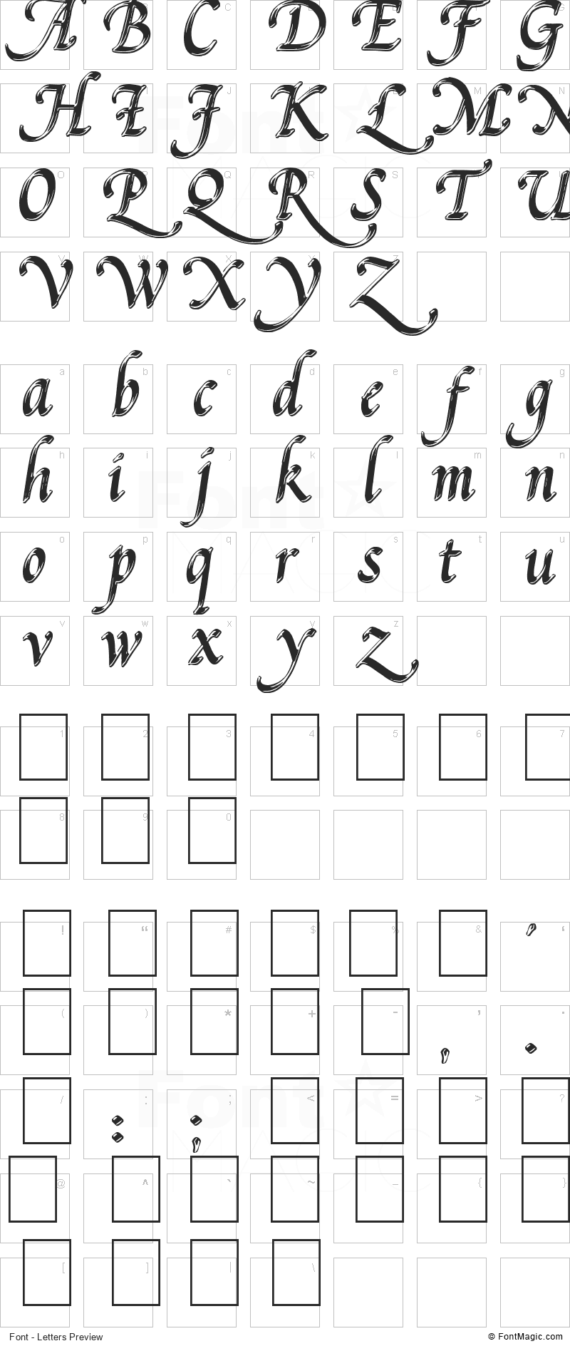 Pal Mod Font - All Latters Preview Chart